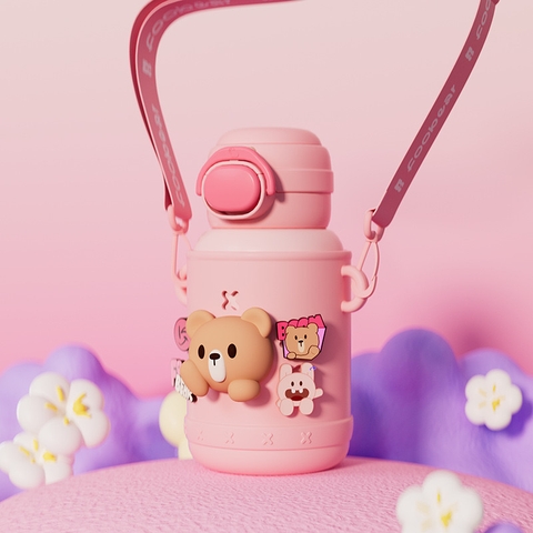 Bình nước gấu Foobear thiết kế đáng yêu, màu sắc tươi sáng, bạn đồng hành hoàn hảo cho bé FXK23