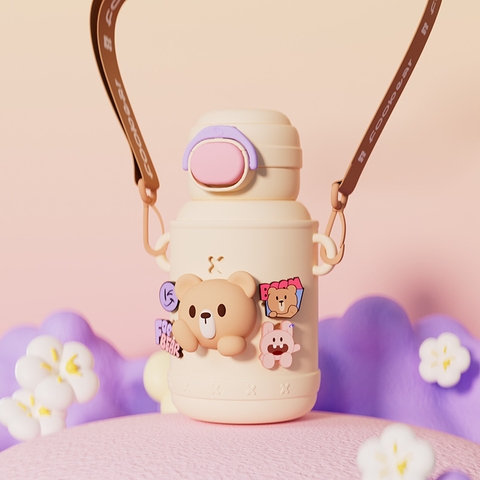 Bình nước gấu Foobear thiết kế đáng yêu, màu sắc tươi sáng, bạn đồng hành hoàn hảo cho bé FXK23