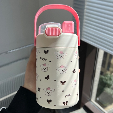 Bình giữ nhiệt đáng yêu có 4 phiên bản, tui đựng bình thiết kế riêng, ống hút tiện lợi 500ml MAK-97