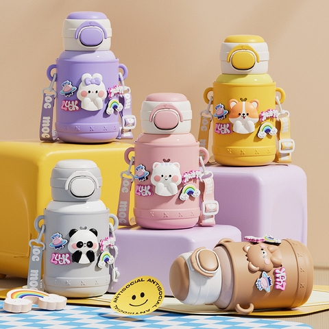 Bình giữ nhiệt dành cho trẻ nhỉ sticker con vật ngộ nghĩnh 650ml JX110