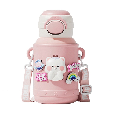 Bình giữ nhiệt dành cho trẻ nhỉ sticker con vật ngộ nghĩnh 650ml JX110