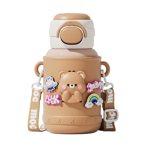 Bình giữ nhiệt dành cho trẻ nhỉ sticker con vật ngộ nghĩnh 650ml JX110