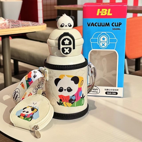 Bình nước giữ nhiệt trẻ em VACUUM CUP 450 ml hình nhân vật hoạt hình dễ thương đa sắc B39 - AHA
