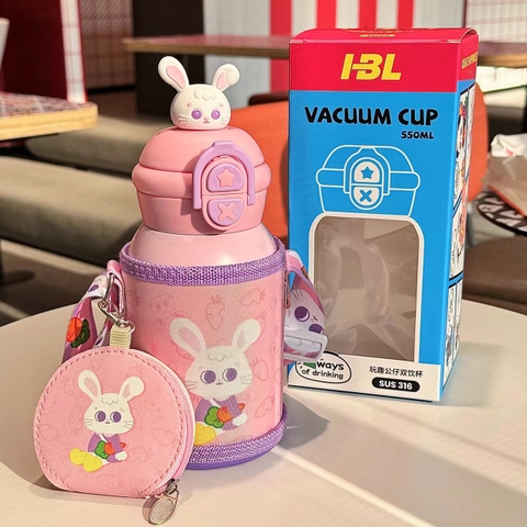 Bình nước giữ nhiệt trẻ em VACUUM CUP 450 ml hình nhân vật hoạt hình dễ thương đa sắc B39 - AHA