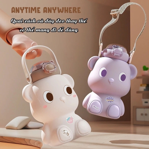 Bình nước giữ nhiệt hình gấu cực dễ thương, chất liệu inox 316 bền bỉ dung tích 450ml BR-6019