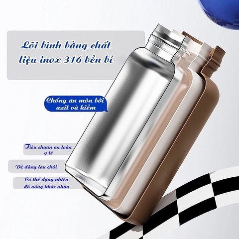 Bình nước giữ nhiệt hình gấu cực dễ thương, chất liệu inox 316 bền bỉ dung tích 450ml BR-6019