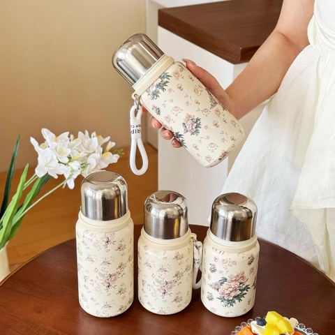 Bình giữ nhiệt inox 316 hình hoa nhẹ nhàng sang trọng cho phái nữ, dung tích 400ml và 600ml AB-527
