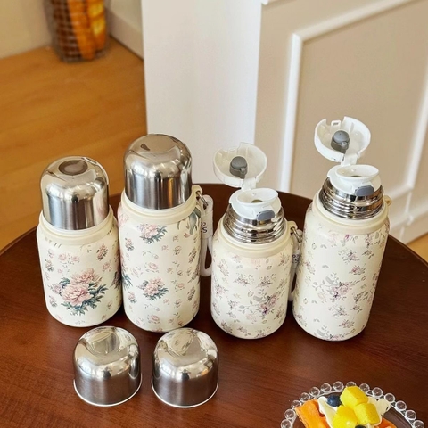 Bình giữ nhiệt inox 316 hình hoa nhẹ nhàng sang trọng cho phái nữ, dung tích 400ml và 600ml AB-527