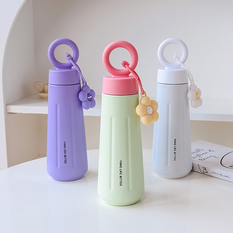Bình giữ nhiệt dành cho các bé gái, họa tiết bông hoa, dung tích 450ml phong cách thời trang hàn quốc BGN05