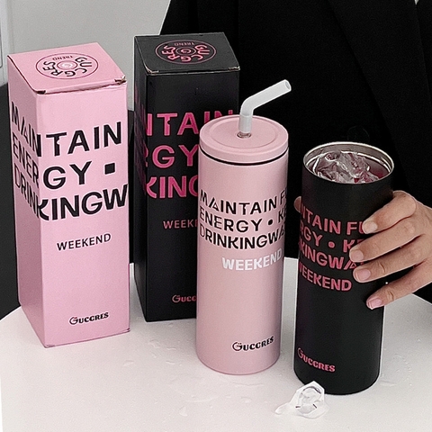 Ly Giữ Nhiệt Black Pink 600ml inox 304, ly giữ nhiệt dễ thương COOL04