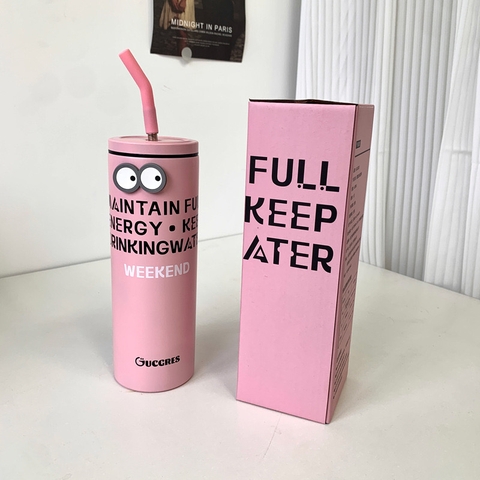 Ly Giữ Nhiệt Black Pink 600ml inox 304, ly giữ nhiệt dễ thương COOL04