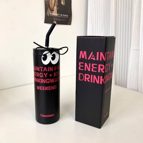 Ly Giữ Nhiệt Black Pink 600ml inox 304, ly giữ nhiệt dễ thương COOL04