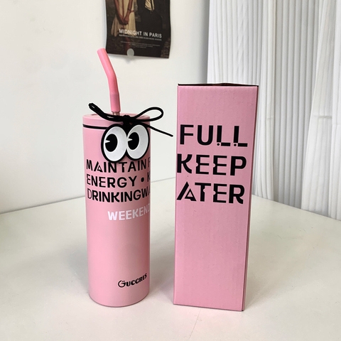 Ly Giữ Nhiệt Black Pink 600ml inox 304, ly giữ nhiệt dễ thương COOL04