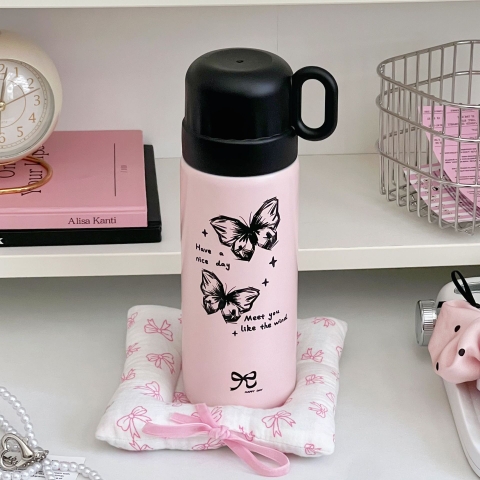 Bình Giữ Nhiệt Inox 316 500ml Có Ống Hút Kèm Cốc Tiện Lợi Mang Đi Học Đi Làm (Tặng Cọ Rửa Bình) ST-314