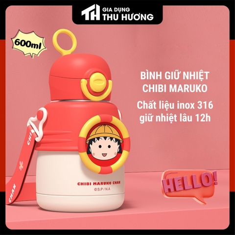 Bình giữ nhiệt Cute, Bình giữ nhiệt siêu nhân, chibi, thỏ, gấu dễ thương inox 316, có ống hút, có dây đeo