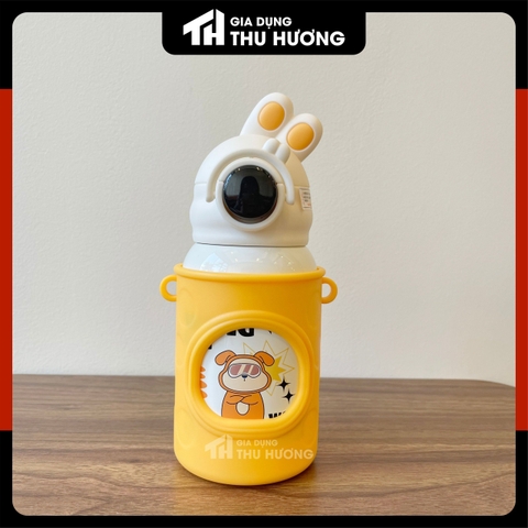 Bình giữ nhiệt Cute, Bình giữ nhiệt siêu nhân, chibi, thỏ, gấu dễ thương inox 316, có ống hút, có dây đeo