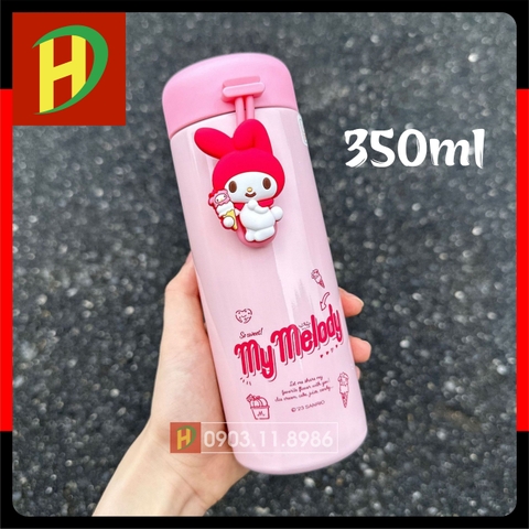 Bình giữ nhiệt Kuromi, Hangyodon, My Melody, Pochacco, Cinnamoroll inox 304, dung tích 350ml