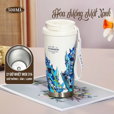 Ly giữ nhiệt inox 316 - Dung tích 500ml họa tiết sang trọng AG508