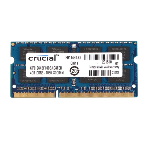 Ram Crucial 4GB 2RX8 PC3-8500S DDR3 1066MHz