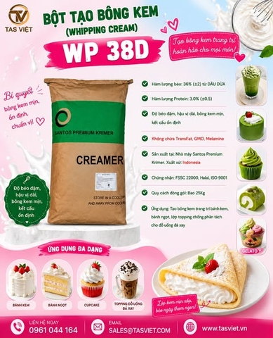 Bột Tạo Bông Kem WP38D: Giải Pháp Cao Cấp Cho Bánh, Đồ Uống và Gelato