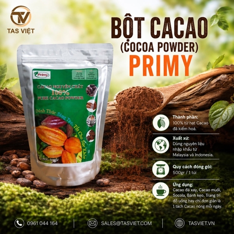 Bột Cacao Primy TAS VIỆT – Nguyên Liệu Pha Chế Và Làm Bánh Đa Dụng