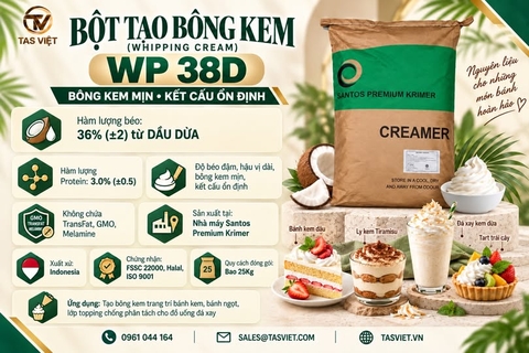 WP38D – Bột Whipping Cream bông mịn, béo đậm cho mọi ý tưởng bánh và đồ uống