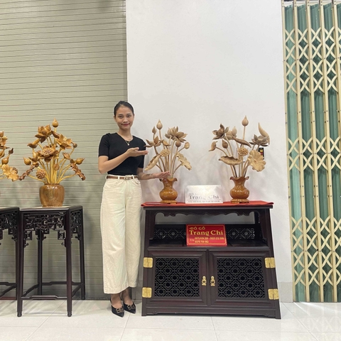 Bình Sen Gỗ Ngọc Am 11 Cành Thơm Nức