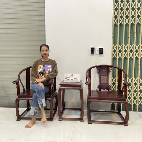 Bộ 3 Bàn Ghế Minh Đế Gỗ Hương Lào