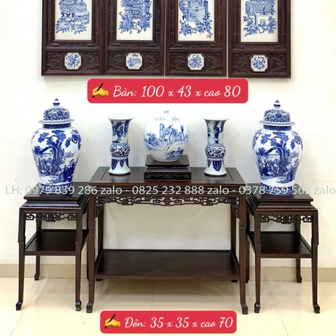 Bộ Bàn Đôn Bày Đồ Gỗ Gụ 3 Món