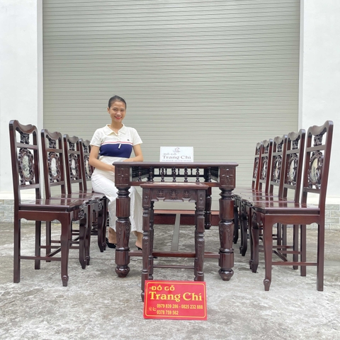 Bộ Bàn Ghế Ăn 12 Món Bàn Chữ Nhật