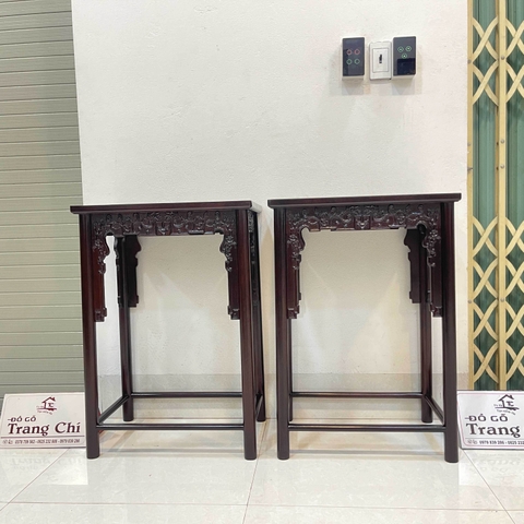 Cặp Đôn Gỗ Gụ Chạm Triện Thanh Thoát