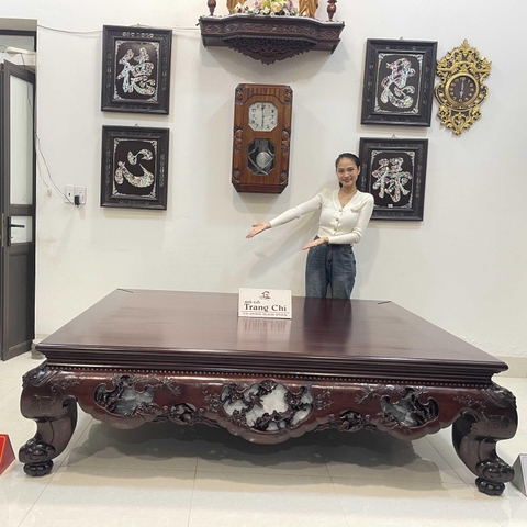 Sập Trúc Mai 3 Ô Đá Gỗ Gụ 1