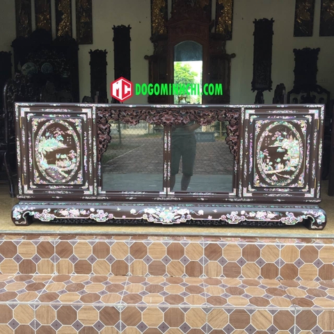 Tủ chè khảm ốc liên chi gỗ gụ hàng đẹp 1