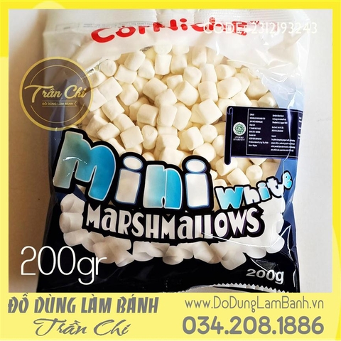 Kẹo xốp MINI Tròn TRẮNG White Marshmallow CORNICHE - 200GR (6/10)