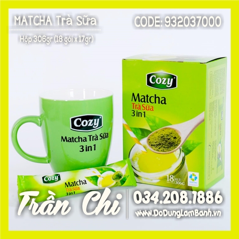 Trà SỮA MATCHA COZY 3 in 1 - HỘP 306gr (18 gói x 17gr) (18/9)