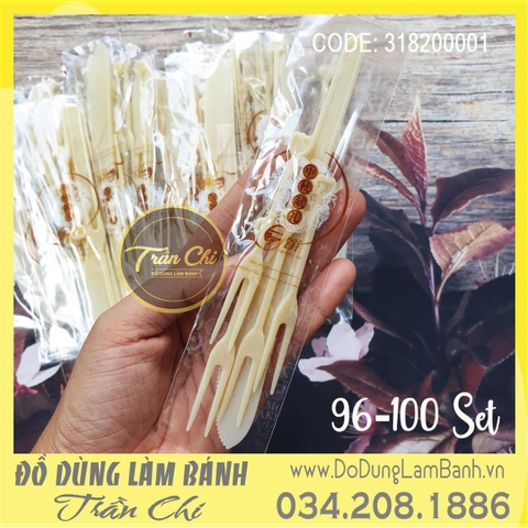 Set dao, nĩa TRUNG THU - Màu ĐỤC - Lốc 96-100 set