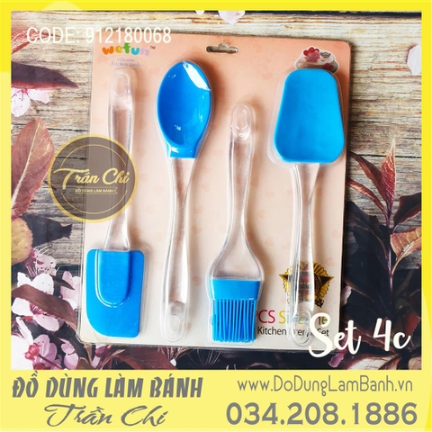 Combo 4 món: 3 spatula, 1 chổi quét cán trong (MÀU NGẪU NHIÊN)