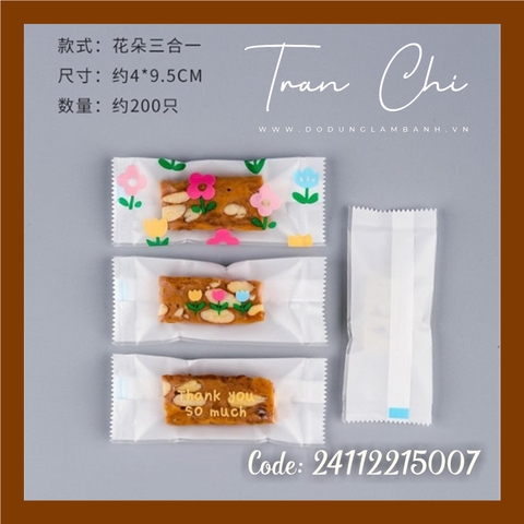 EN2007 - Túi ÉP kẹo Nougat - Hình HOA XUÂN xanh, hồng, trắng - Xấp 195-200c (24/11)