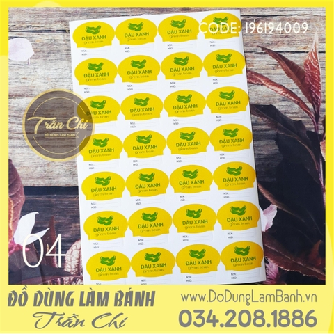 Tem trung thu NẤM - Đậu xanh - Kiểu 4 (Xấp 2t x 28c)