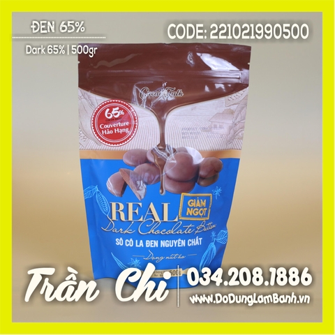 Socola ĐEN Nguyên Chất Dạng Nút Áo 65% Cacao Talk - 500gr (13/4)