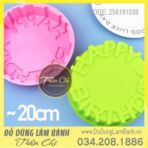 Khuôn silicone tròn Happy Birthday 20cm - LỚN