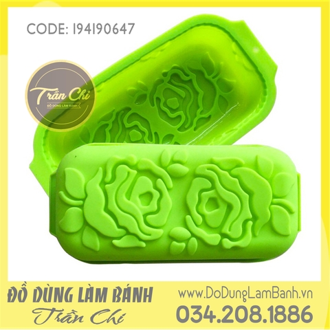 Khuôn silicone Hoa hồng bo chữ nhật