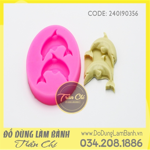 Khuôn silicone Cá heo nhảy 2c oval - Pink