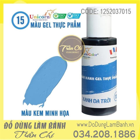 Màu GEL Unicorn D15 - Màu XANH DA TRỜI - Chai 28gr (28/7)