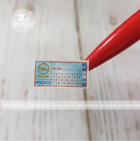 Ảnh 2 : Mẫu tem bảo hành thông dụng ( In Thành Đô)