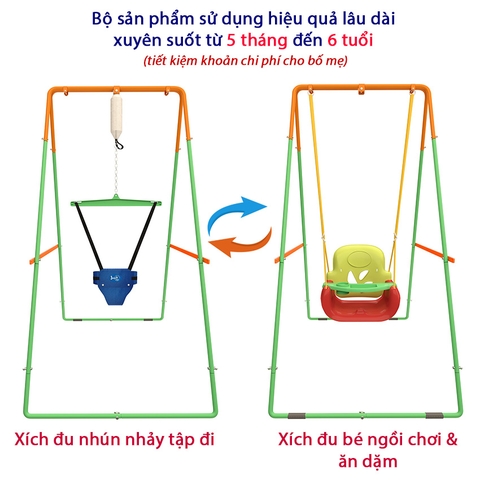 Combo Xích Đu Nhún Nhảy và Ghế Có Bàn Ăn Dặm JUMPER KIDS JPKG102