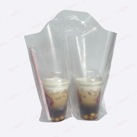 Túi đựng 2 ly trà sữa có vách ngăn giữa