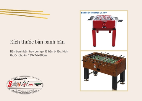 Kích thước bàn bi lắc tiêu chuẩn 139x74x88cm ít ai biết