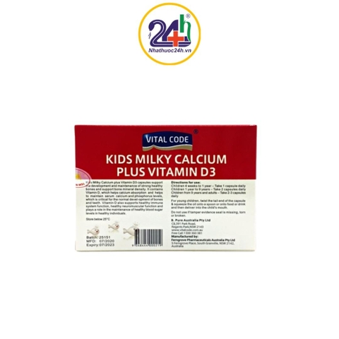 Kids milky Calcium Plus Vitamin D3 - Viên Uống Hỗ Trợ Tăng Chiều Cao, Phòng Ngừa Còi Xương Ở Trẻ