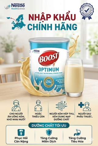 Sữa Boost Optimum 800g - cho người phẫu thuật, người lớn, người già, người tiêu hóa kém